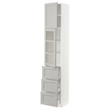 SEKTION / MAXIMERA Gabinete alto+prta vdr/3 cjn/1 prta, blanco/Lerhyttan gris claro, 15x15x80 "