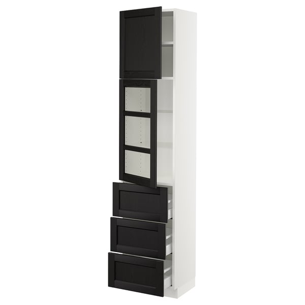 SEKTION / MAXIMERA Gabinete alto+prta vdr/3 cjn/1 prta, blanco/Lerhyttan teñido en negro, 18x15x80 "