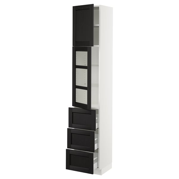 SEKTION / MAXIMERA Gabinete alto+prta vdr/3 cjn/1 prta, blanco/Lerhyttan teñido en negro, 15x15x80 "