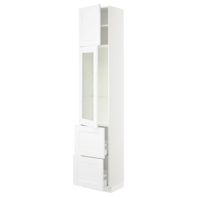 SEKTION / MAXIMERA Gabinete alto+prta vidrio/2cjn/1pt, blanco/Axstad blanco mate, 18x15x90 "