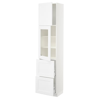 SEKTION / MAXIMERA Gabinete alto+prta vidrio/2cjn/1pt, blanco/Axstad blanco mate, 18x15x80 "
