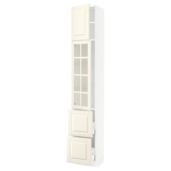 SEKTION / MAXIMERA Gabinete alto+prta vidrio/2cjn/1pt, blanco/Bodbyn color hueso, 15x15x90 "
