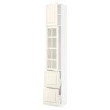 SEKTION / MAXIMERA Gabinete alto+prta vidrio/2cjn/1pt, blanco/Bodbyn color hueso, 15x15x90 "