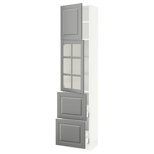 SEKTION / MAXIMERA Gabinete alto+prta vidrio/2cjn/1pt, blanco/Bodbyn gris, 18x15x80 "