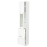 SEKTION / MAXIMERA Gabinete alto+prta vidrio/2cjn/1pt, blanco Enköping/blanco efecto madera, 15x15x80 "