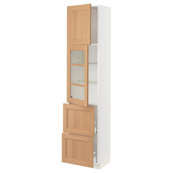 SEKTION / MAXIMERA Gabinete alto+prta vidrio/2cjn/1pt, blanco/Vedhamn roble, 18x15x80 "