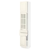 SEKTION / MAXIMERA Gabinete alto+pt vidrio/2 cjn/2 pt, blanco/Bodbyn color hueso, 15x15x80 "