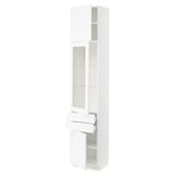 SEKTION / MAXIMERA Gabinete alto+pt vidrio/2 cjn/2 pt, blanco Enköping/blanco efecto madera, 18x15x90 "