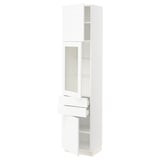 SEKTION / MAXIMERA Gabinete alto+pt vidrio/2 cjn/2 pt, blanco Enköping/blanco efecto madera, 18x15x80 "
