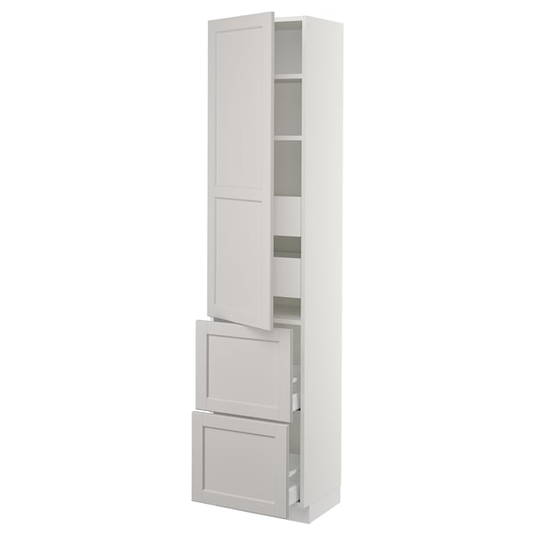 SEKTION / MAXIMERA Gabinete alto+puerta/2 frentes/4 cj, blanco/Lerhyttan gris claro, 18x15x80 "