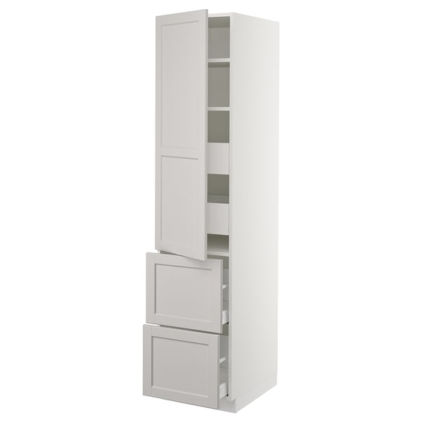 SEKTION / MAXIMERA Gabinete alto+puerta/2 frentes/4 cj, blanco/Lerhyttan gris claro, 18x24x80 "