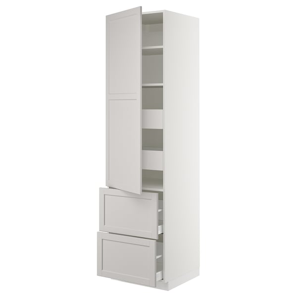 SEKTION / MAXIMERA Gabinete alto+puerta/2 frentes/4 cj, blanco/Lerhyttan gris claro, 24x24x90 "