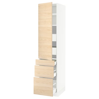 SEKTION / MAXIMERA Gabinete alto+puerta/3 frnt/5 cjn, blanco/Askersund efecto de fresno claro, 18x24x80 "