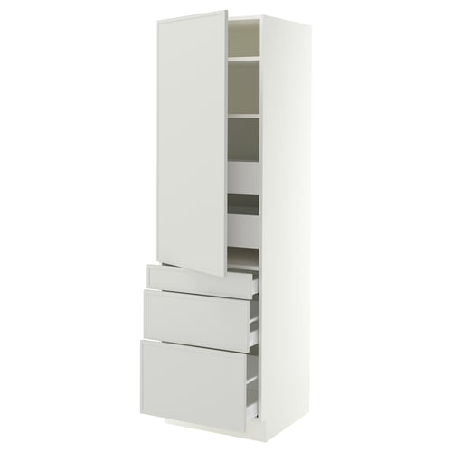 SEKTION / MAXIMERA Gabinete alto+puerta/3 frnt/5 cjn, blanco/Aspudden gris claro, 24x24x80 "