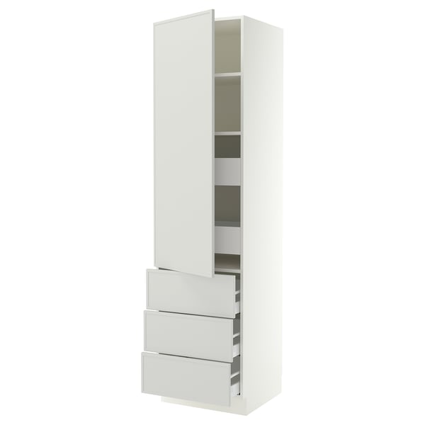 SEKTION / MAXIMERA Gabinete alto+puerta/3 frnt/5 cjn, blanco/Aspudden gris claro, 24x24x90 "