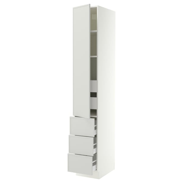 SEKTION / MAXIMERA Gabinete alto+puerta/3 frnt/5 cjn, blanco/Aspudden gris claro, 15x24x90 "
