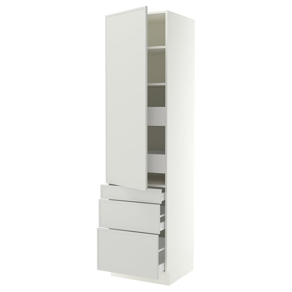 SEKTION / MAXIMERA Gabinete alto+puerta/3 frnt/5 cjn, blanco/Aspudden gris claro, 24x24x90 "