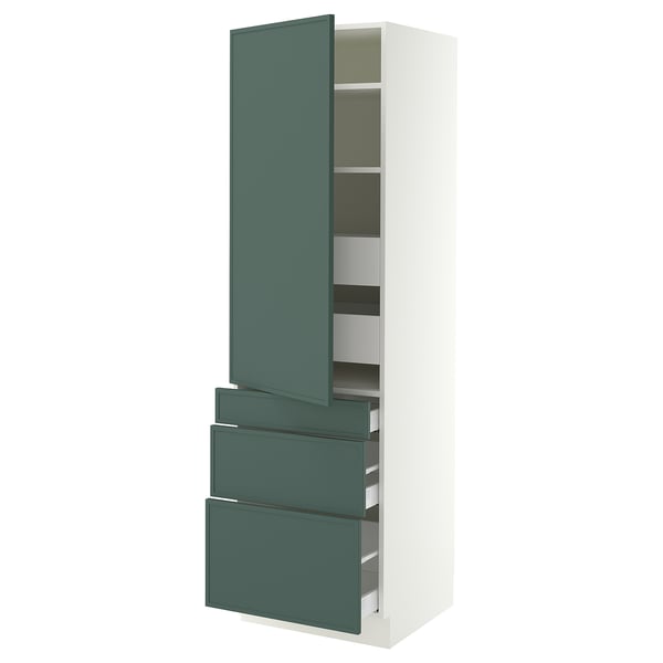 SEKTION / MAXIMERA Gabinete alto+puerta/3 frnt/5 cjn, blanco/Aspudden gris verdoso oscuro, 24x24x80 "