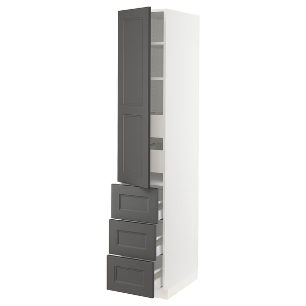 SEKTION / MAXIMERA Gabinete alto+puerta/3 frnt/5 cjn, blanco/Axstad gris oscuro, 15x24x80 "