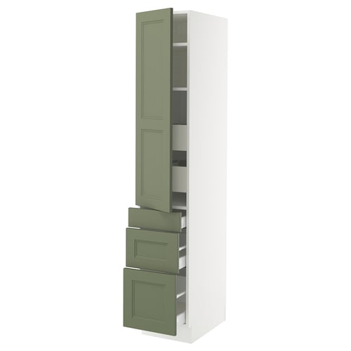 SEKTION / MAXIMERA Gabinete alto+puerta/3 frnt/5 cjn, blanco/Axstad gris-verde, 15x24x80 "