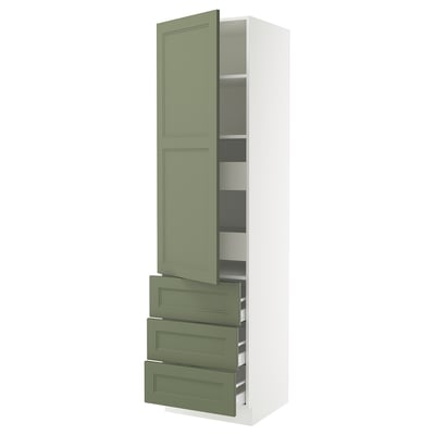 SEKTION / MAXIMERA Gabinete alto+puerta/3 frnt/5 cjn, blanco/Axstad gris-verde, 24x24x90 "