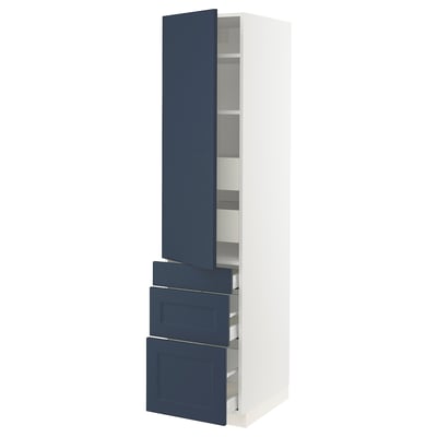 SEKTION / MAXIMERA Gabinete alto+puerta/3 frnt/5 cjn, blanco Axstad/mate azul, 18x24x80 "