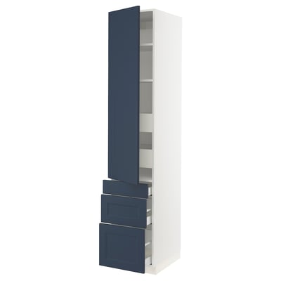 SEKTION / MAXIMERA Gabinete alto+puerta/3 frnt/5 cjn, blanco Axstad/mate azul, 18x24x90 "