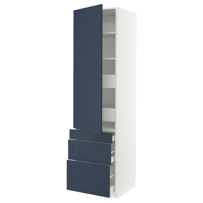 SEKTION / MAXIMERA Gabinete alto+puerta/3 frnt/5 cjn, blanco Axstad/mate azul, 24x24x90 "