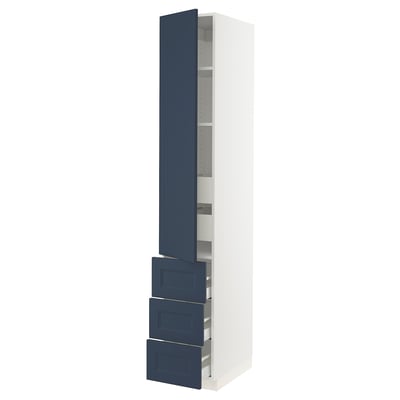 SEKTION / MAXIMERA Gabinete alto+puerta/3 frnt/5 cjn, blanco Axstad/mate azul, 15x24x90 "