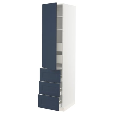SEKTION / MAXIMERA Gabinete alto+puerta/3 frnt/5 cjn, blanco Axstad/mate azul, 18x24x80 "