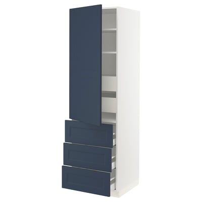 SEKTION / MAXIMERA Gabinete alto+puerta/3 frnt/5 cjn, blanco Axstad/mate azul, 24x24x80 "