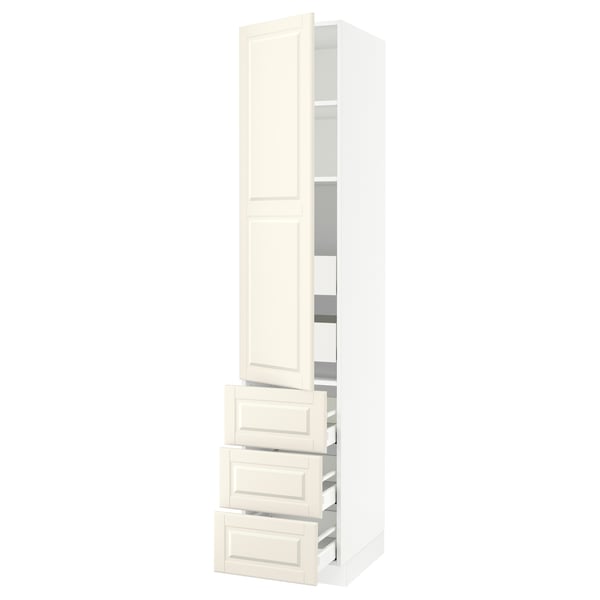 SEKTION / MAXIMERA Gabinete alto+puerta/3 frnt/5 cjn, blanco/Bodbyn color hueso, 18x24x90 "