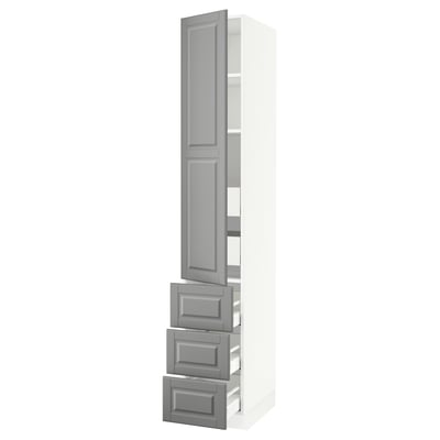 SEKTION / MAXIMERA Gabinete alto+puerta/3 frnt/5 cjn, blanco/Bodbyn gris, 15x24x90 "
