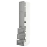 SEKTION / MAXIMERA Gabinete alto+puerta/3 frnt/5 cjn, blanco/Bodbyn gris, 15x24x80 "