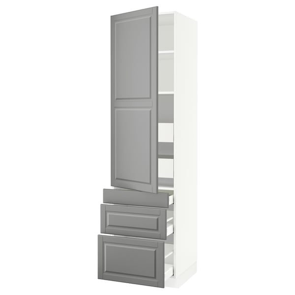 SEKTION / MAXIMERA Gabinete alto+puerta/3 frnt/5 cjn, blanco/Bodbyn gris, 24x24x90 "
