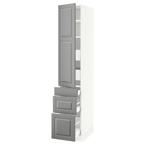 SEKTION / MAXIMERA Gabinete alto+puerta/3 frnt/5 cjn, blanco/Bodbyn gris, 15x24x80 "