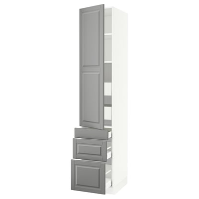 SEKTION / MAXIMERA Gabinete alto+puerta/3 frnt/5 cjn, blanco/Bodbyn gris, 18x24x90 "