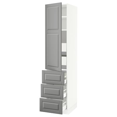SEKTION / MAXIMERA Gabinete alto+puerta/3 frnt/5 cjn, blanco/Bodbyn gris, 18x24x80 "