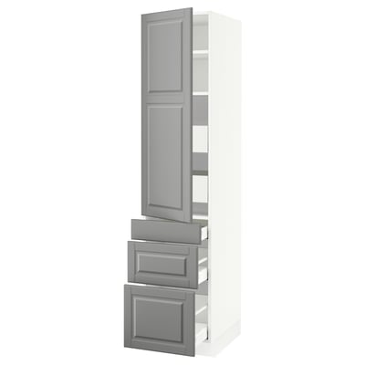 SEKTION / MAXIMERA Gabinete alto+puerta/3 frnt/5 cjn, blanco/Bodbyn gris, 18x24x80 "