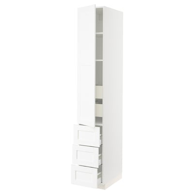 SEKTION / MAXIMERA Gabinete alto+puerta/3 frnt/5 cjn, blanco Enköping/blanco efecto madera, 15x24x90 "
