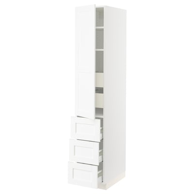 SEKTION / MAXIMERA Gabinete alto+puerta/3 frnt/5 cjn, blanco Enköping/blanco efecto madera, 15x24x80 "