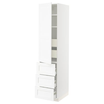 SEKTION / MAXIMERA Gabinete alto+puerta/3 frnt/5 cjn, blanco Enköping/blanco efecto madera, 18x24x80 "