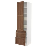 SEKTION / MAXIMERA Gabinete alto+puerta/3 frnt/5 cjn, blanco Enköping/marrón efecto de nogal, 24x24x90 "