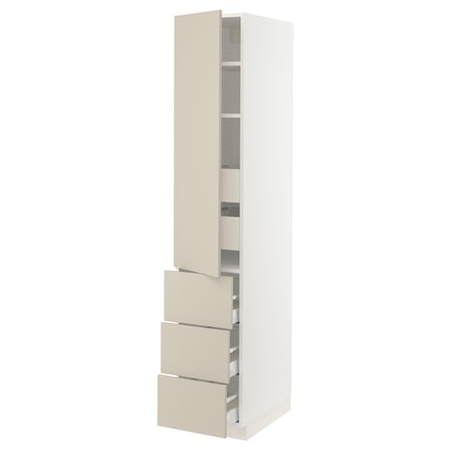 SEKTION / MAXIMERA Gabinete alto+puerta/3 frnt/5 cjn, blanco/Havstorp beige, 15x24x80 "