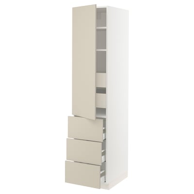 SEKTION / MAXIMERA Gabinete alto+puerta/3 frnt/5 cjn, blanco/Havstorp beige, 18x24x80 "