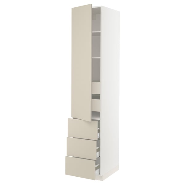 SEKTION / MAXIMERA Gabinete alto+puerta/3 frnt/5 cjn, blanco/Havstorp beige, 18x24x90 "