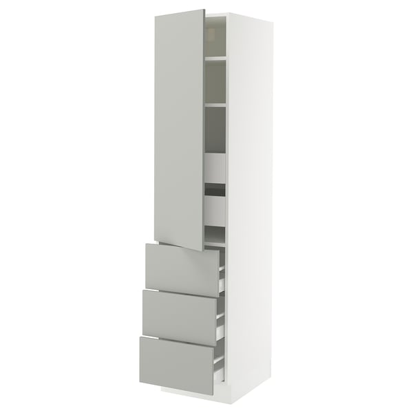 SEKTION / MAXIMERA Gabinete alto+puerta/3 frnt/5 cjn, blanco/Havstorp gris claro, 18x24x80 "