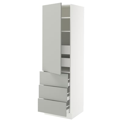 SEKTION / MAXIMERA Gabinete alto+puerta/3 frnt/5 cjn, blanco/Havstorp gris claro, 24x24x80 "
