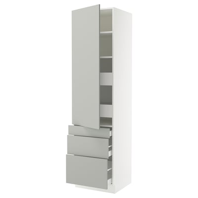 SEKTION / MAXIMERA Gabinete alto+puerta/3 frnt/5 cjn, blanco/Havstorp gris claro, 24x24x90 "