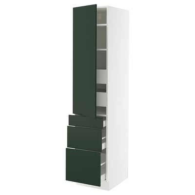 SEKTION / MAXIMERA Gabinete alto+puerta/3 frnt/5 cjn, blanco/Havstorp verde oscuro, 18x24x80 "